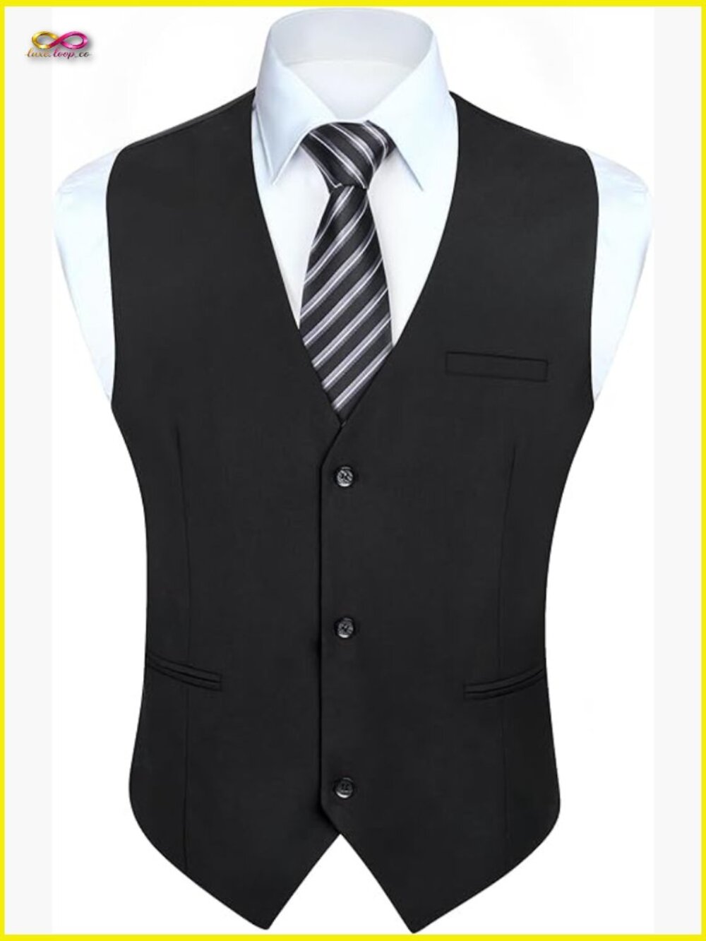 Classic V-Neck Formal Vest Business Casual Wedding Tuxedo Waistcoat Lightweight